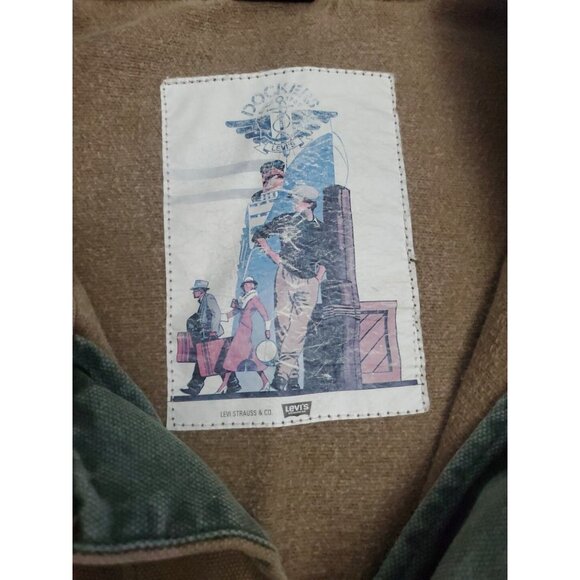 Vintage Levis X Dockers Coat Men's XL Denim Tick Jacket Mid Length Barn - Picture 3 of 16
